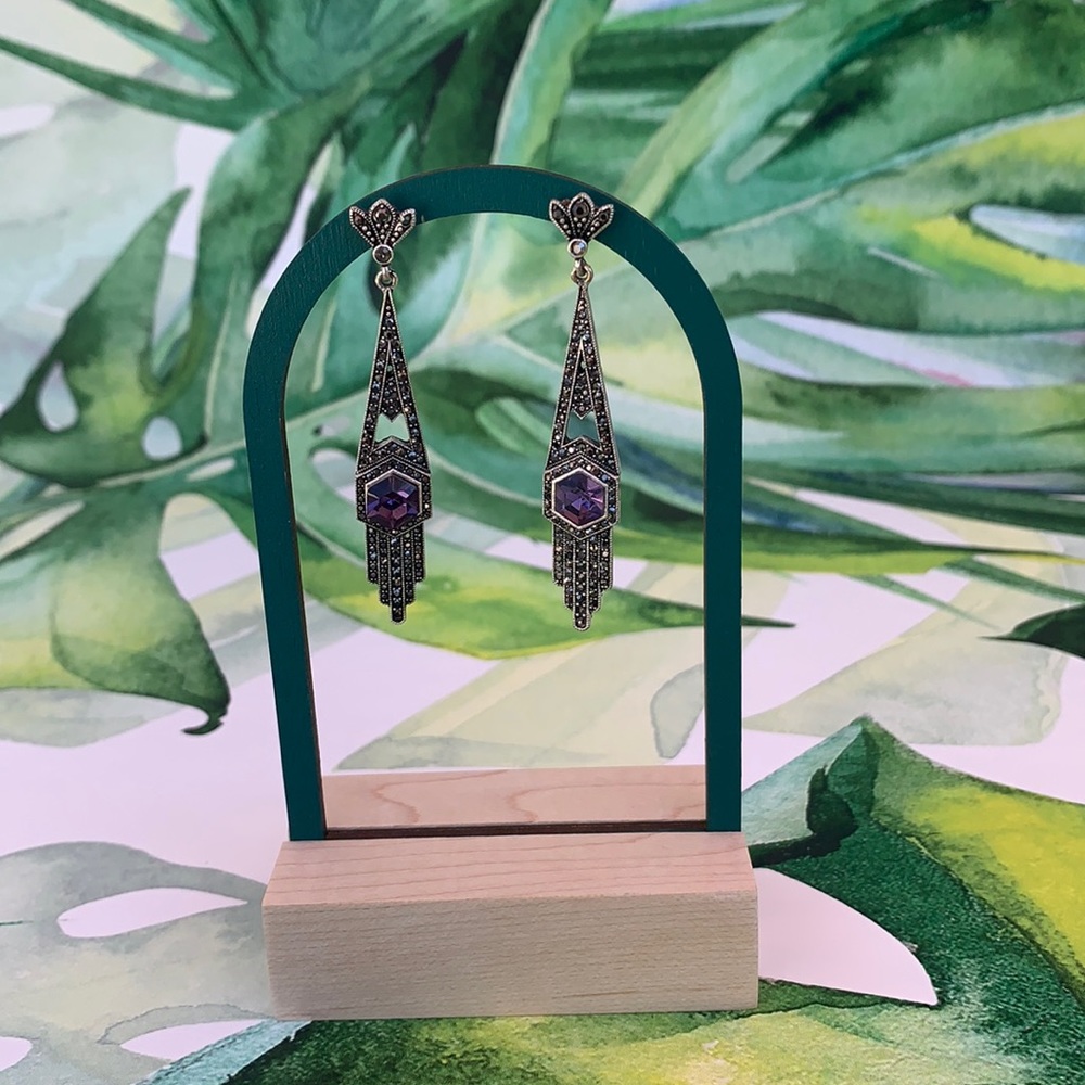 Earrings-silver and purple crystal